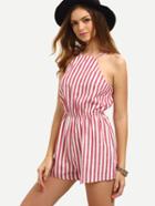 Romwe Multicolor Sleeveless Vertical Striped Jumpsuit