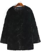 Romwe Long Sleeve Faux Fur Coat