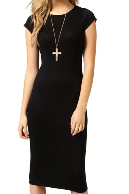 Romwe Sheer Black Slim Dress