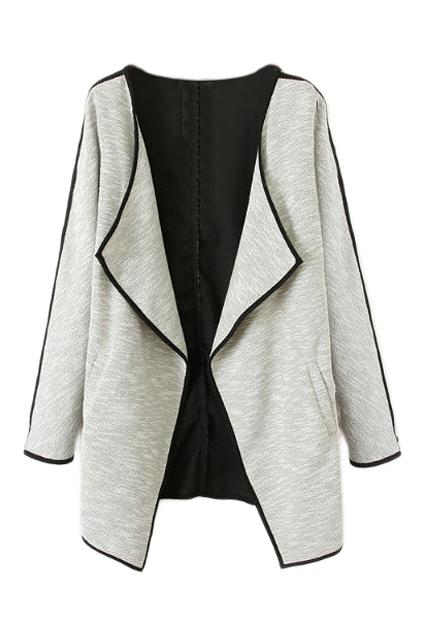 Romwe Open Front Sheer Grey Coat