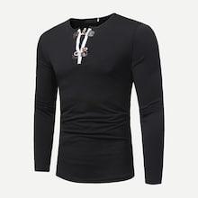 Romwe Men Horns Buckle Solid Tee