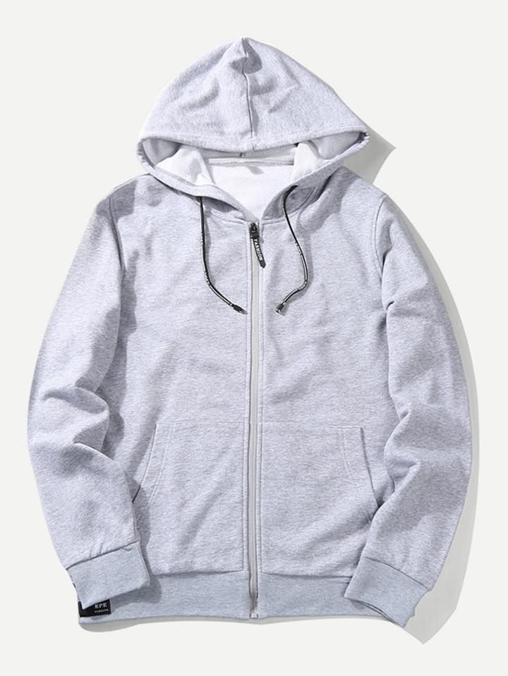 Romwe Men Owl Print Back Zipper Hoodie Coat