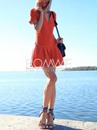 Romwe Orange Drop Waist Flounce Dress