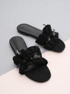 Romwe Ruffle Design Suede Flat Sandals