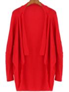 Romwe Open Front Dolman Red Cardigan