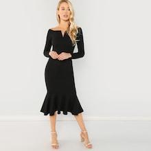 Romwe Off Shoulder Fishtail Hem Dress