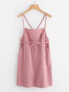 Romwe Self Tie Waist Criss Cross Zip Up Back Pinafore Dress