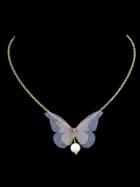 Romwe Pink Butterfly Charm Necklace For Women