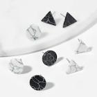 Romwe Marble Pattern Geometric Stud Earrings 4pcs