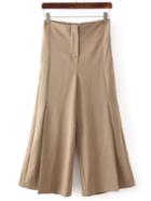 Romwe High Waist Wide Leg Khaki Pant
