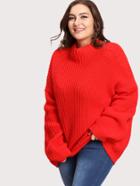 Romwe Eyelet Detail Oversized Drop Shoulder Jumper