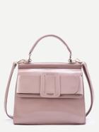 Romwe Buckle Design Pu Satchel Bag