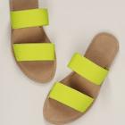 Romwe Two Elastic Neon Band Slide On Sandals