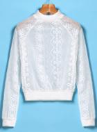 Romwe Embroidered Lace Crop White Blouse