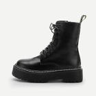 Romwe Solid Lace Up Boots