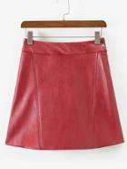 Romwe Side Zipper Pu Mini Skirt