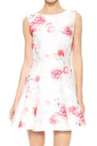 Romwe Floral Print A-line Pleated Dress