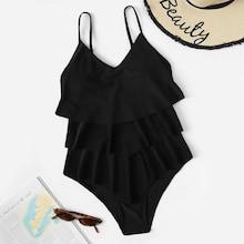 Romwe Tiered Layer One Piece Swimwear