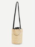 Romwe Straw Bucket Bag With Ring Handle