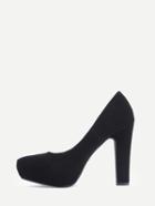 Romwe Black Faux Suede Thick Heel Platform Pumps