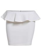 Romwe Ruffle Bodycon White Skirt
