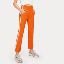 Romwe Striped Tape Panel Elastic Waist Pants