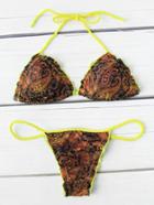Romwe Paisley Print Triangle Bikini Set