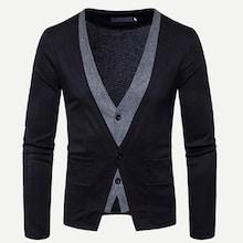 Romwe Men Contrast 2 In 1 Sweater