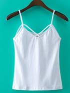 Romwe White Crisscross Front Spaghetti Strap Tank Top