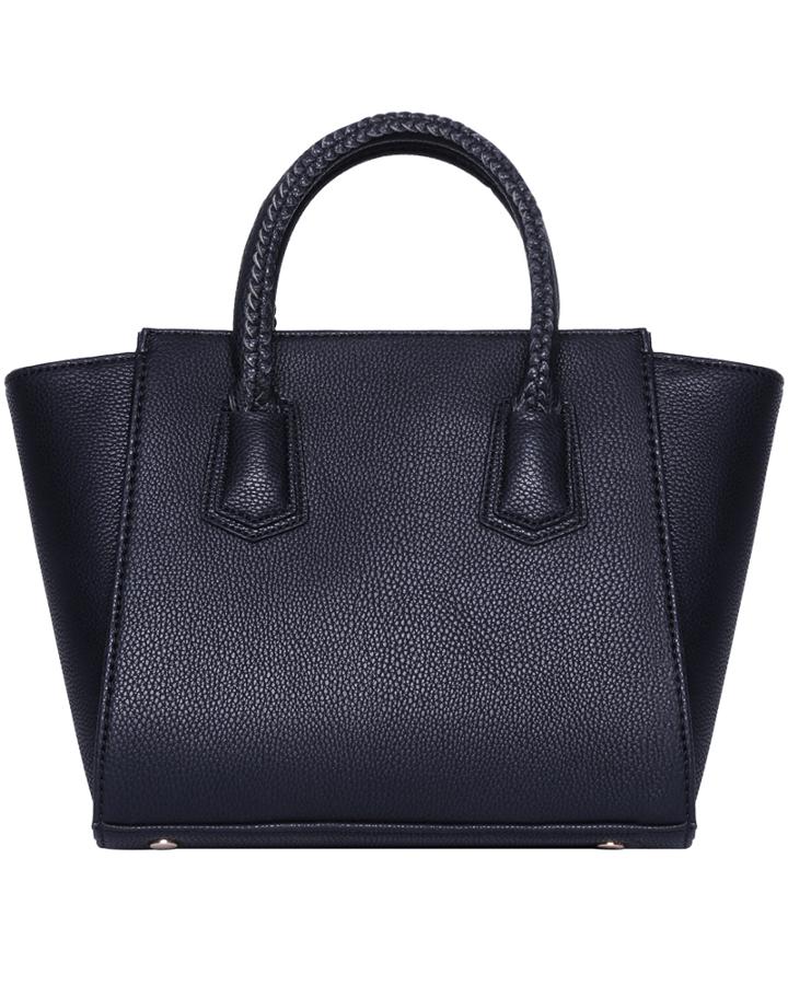 Romwe Black Zipper Tote Bag