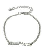 Romwe Silver Plated Chain Letter Bracelet