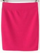 Romwe Elastic Waist Bodycon Hot Pink Skirt