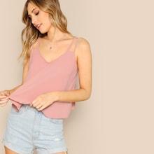 Romwe Solid Swing Strappy Top