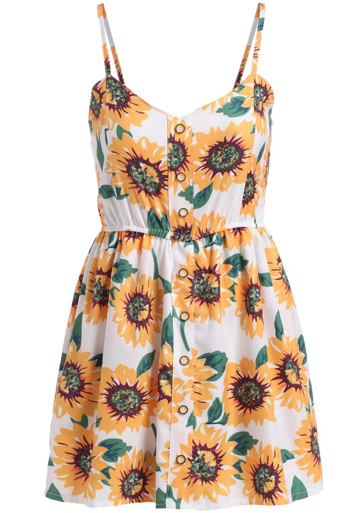 Romwe White Spaghetti Strap Floral Jumpsuit
