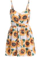 Romwe White Spaghetti Strap Floral Jumpsuit