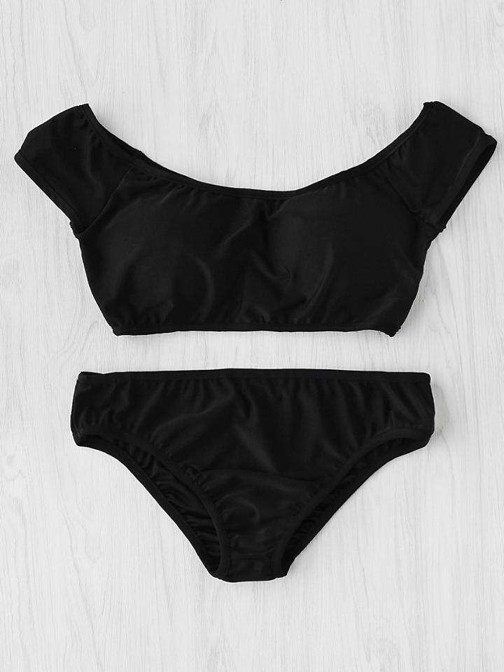 Romwe Off The Shoulder Bikini Set