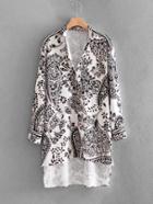 Romwe Baroque Print High Low Shirt