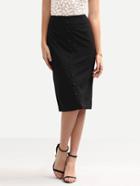 Romwe Buttoned Front Pencil Skirt - Black