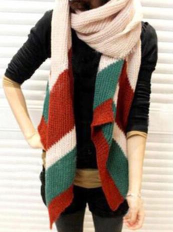 Romwe Striped Beige Scarf