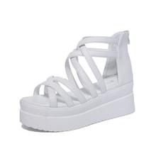 Romwe Criss Cross Detail Platform Sandals
