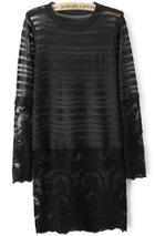 Romwe Sheer Lace Knit Black Sweater