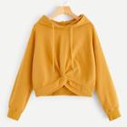 Romwe Twist Front Drawstring Hoodie