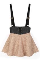 Romwe Romwe Retro Panel Faux Fur Apricot Strap Skirt