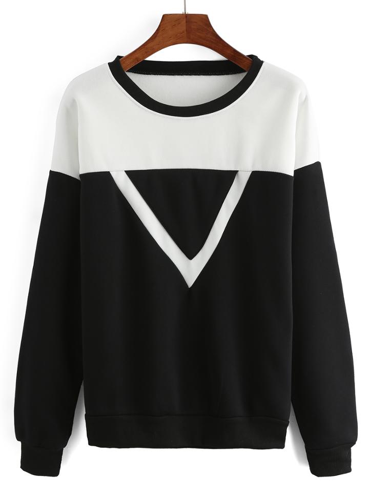 Romwe Color-block Loose Sweatshirt