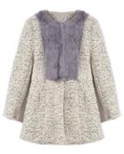 Romwe Faux Fur Contrast Woolen Coat