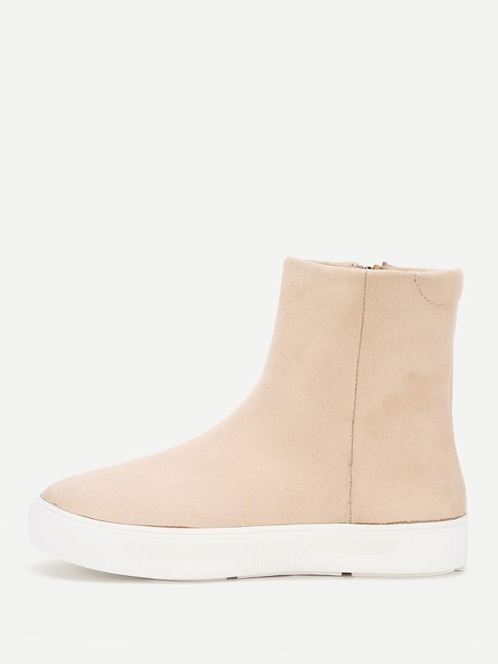 Romwe Side Zipper Flatform Boots