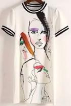 Romwe Graffiti Print Long T-shirt