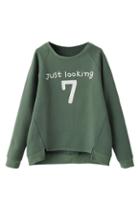 Romwe Asymmetric 7 Print Green Sweatshirt