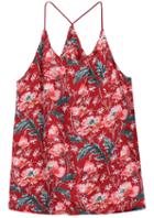 Romwe Spaghetti Strap Floral Print Red Vest