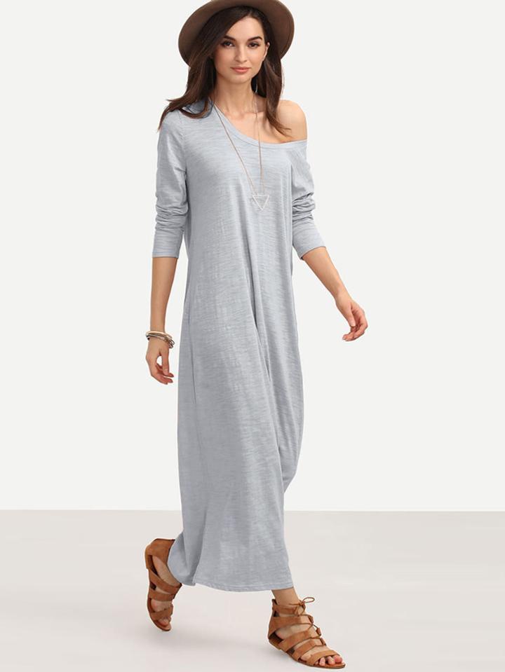 Romwe Full Length Slub Tee Dress
